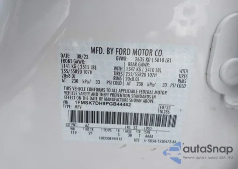 2023 Ford Explorer Xlt from USA, damaged, VIN 1FMSK7DH9PGB44462